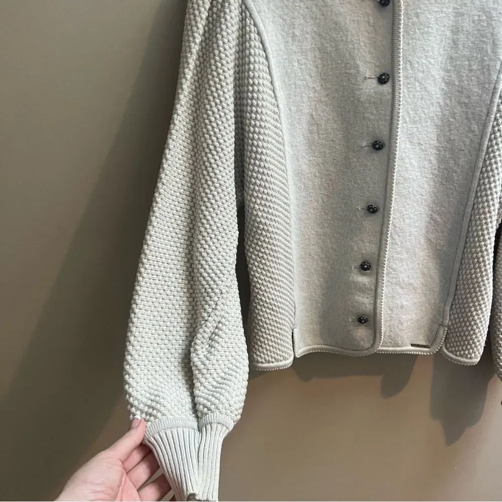 Geiger Button-Front Textured Wool Cardigan - Picture 2 of 6